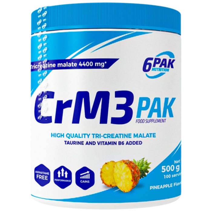 6PAK Nutrition - CrM3 PAK (Tri-Creatine Malate + Taurine) / 500 грама, 100 дози