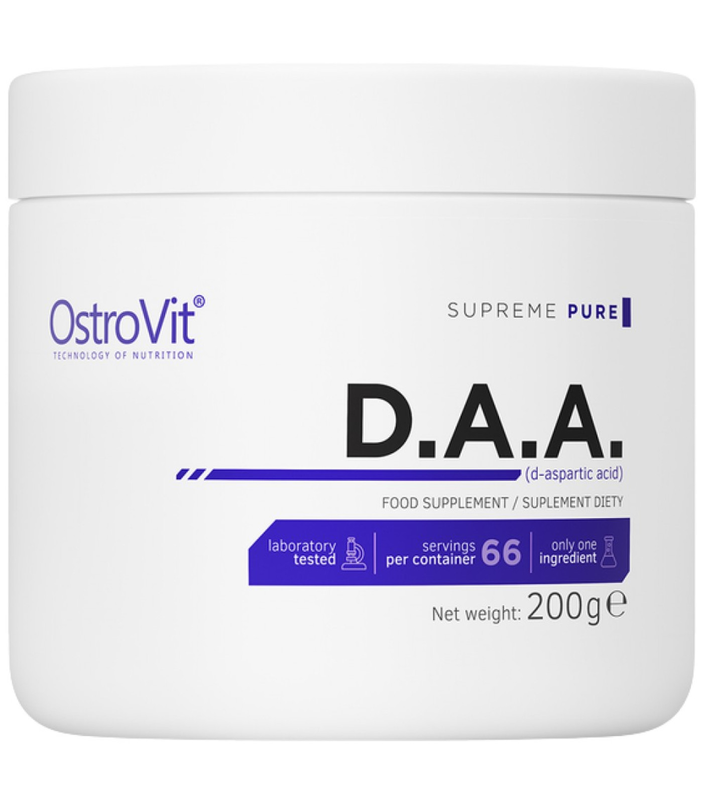 OstroVit - D-Aspartic Acid / DAA Powder / 200 грама, 66 дози