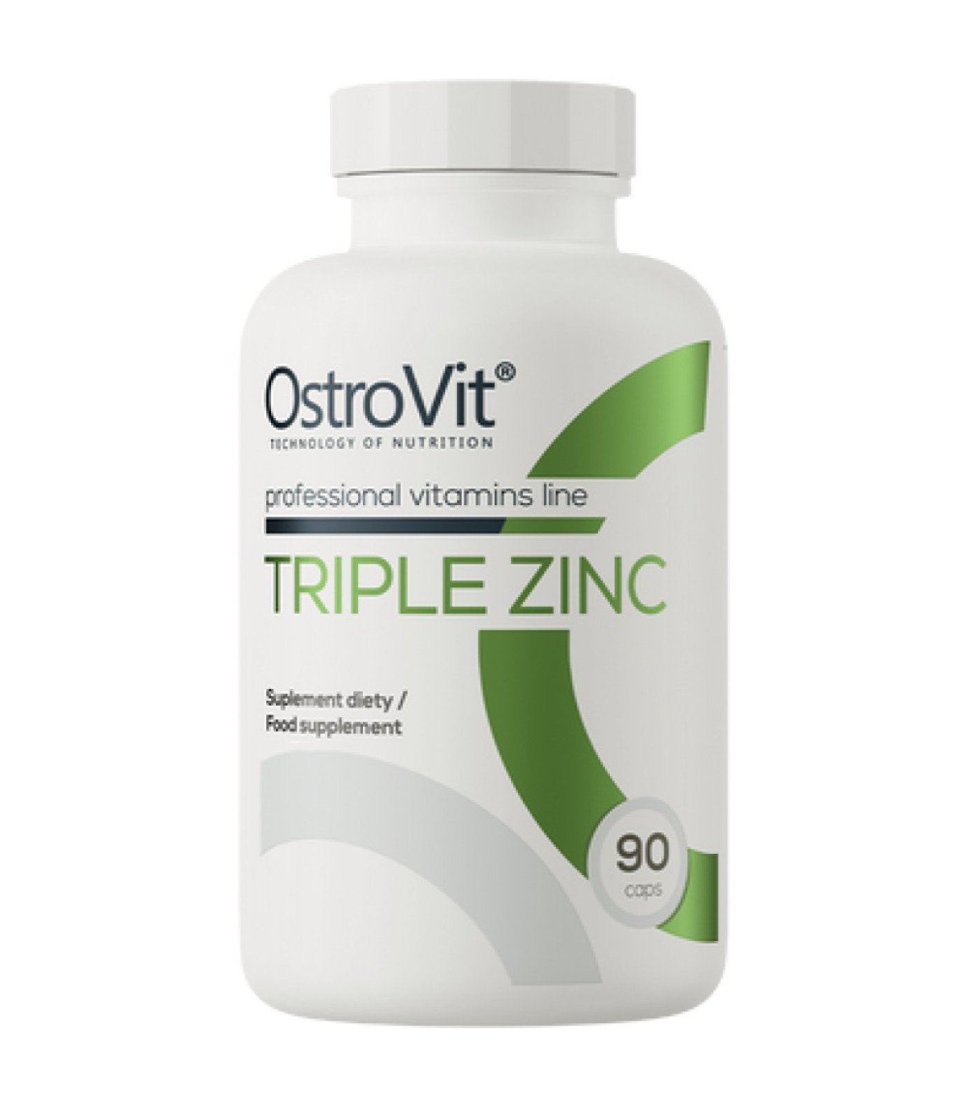OstroVit - Triple Zinc / Gluconate + Picolinate + Citrate / 90 капсули, 90 дози