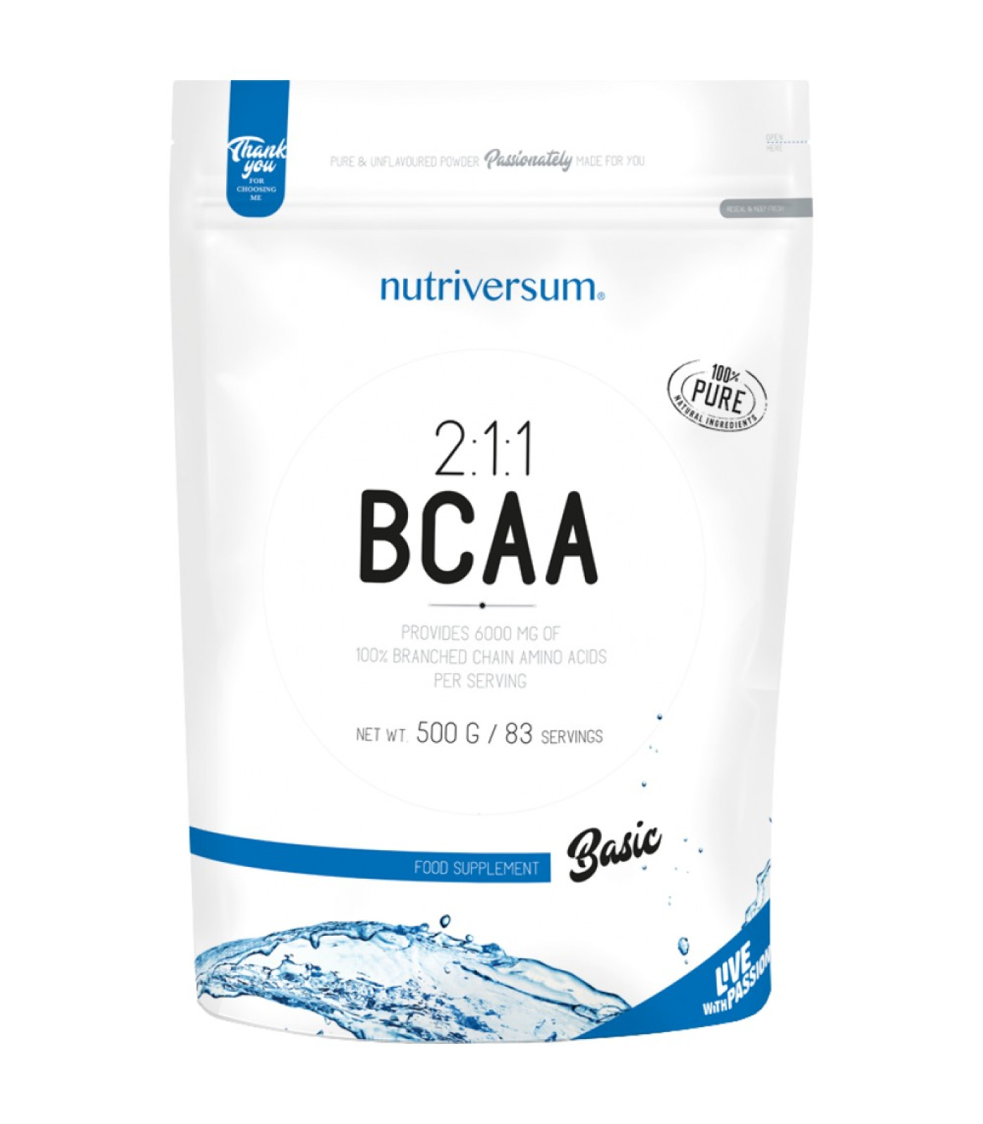 Nutriversum - BCAA 2:1:1 Powder / 500 грама, 83 дози Nutriversum - BCAA 2:1:1 Powder / 500 грама, 83 дози