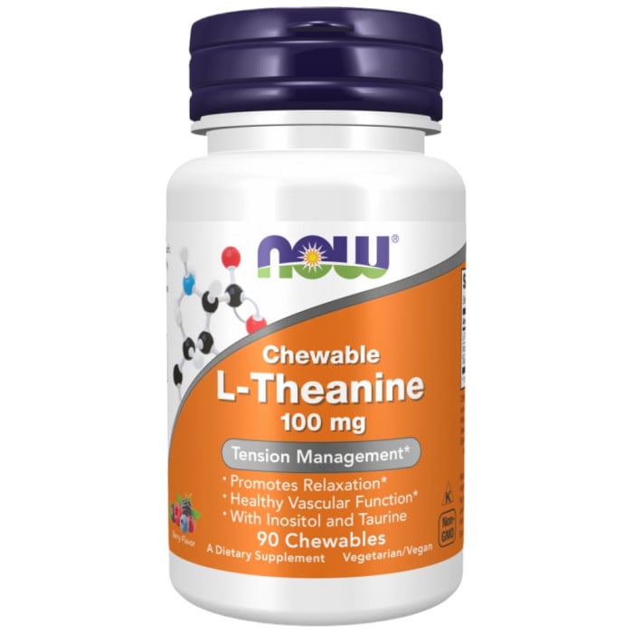 NOW Foods - L-Theanine 100 mg Chewable | with Inositol & Taurine (90 дози)
