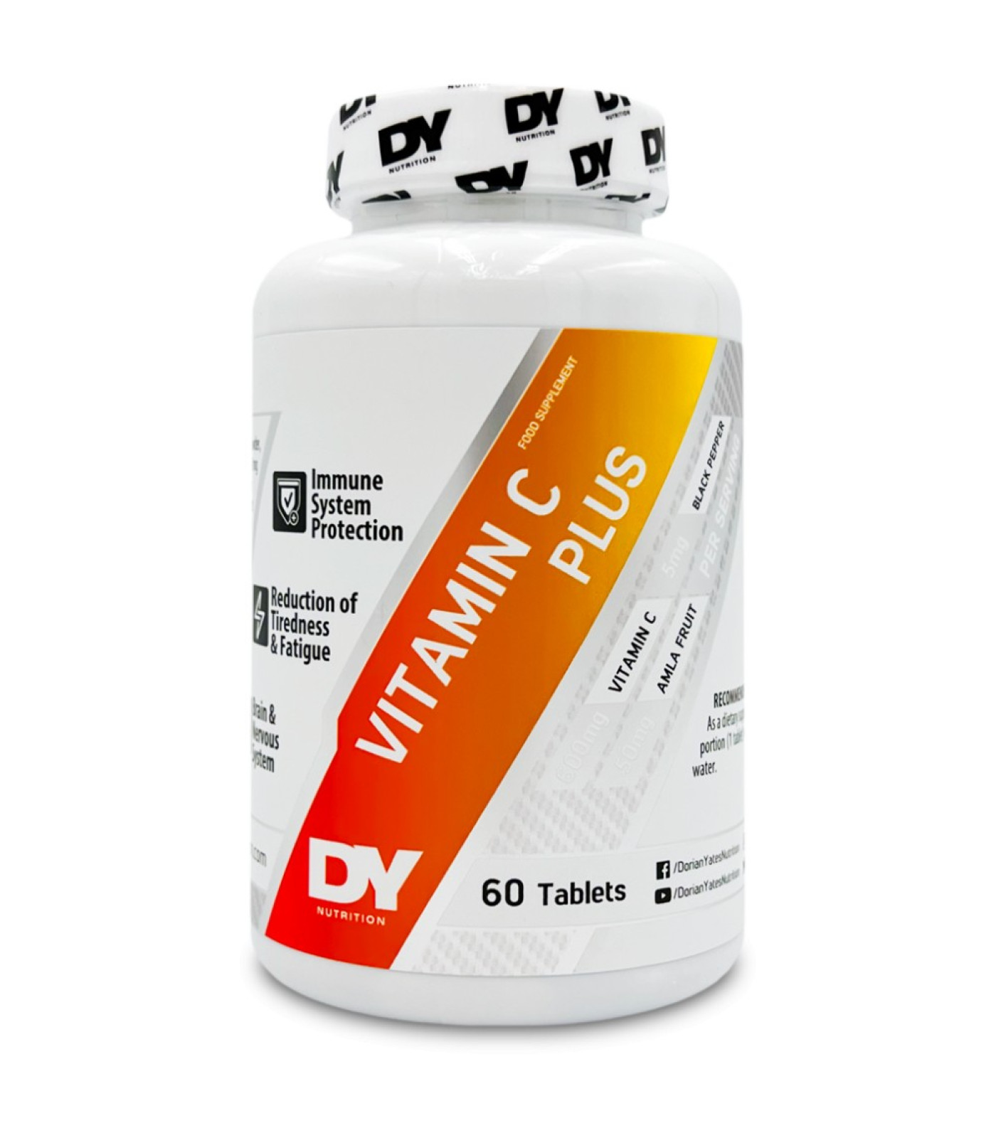 Dorian Yates Nutrition - Vitamin C Plus | with Citrus Bioflavonoids, Black Pepper & Amla / 60 Таблетки, 60 дози Dorian Yates Nutrition - Vitamin C Plus | with Citrus Bioflavonoids, Black Pepper & Amla / 60 Таблетки, 60 дози