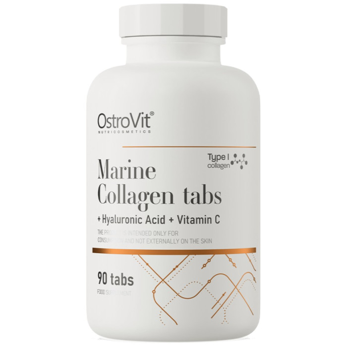 OstroVit - Marine Collagen / + Hyaluronic Acid and Vitamin C / 90 Таблетки, 22 дози