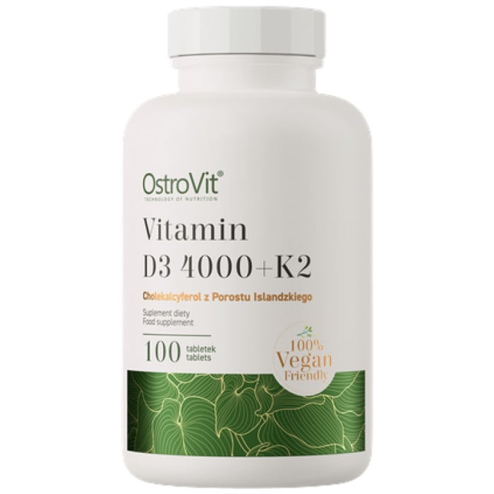 OstroVit - Vitamin D3 4000 IU + K2 100 mcg | Vege (100 дози) / 100 Таблетки