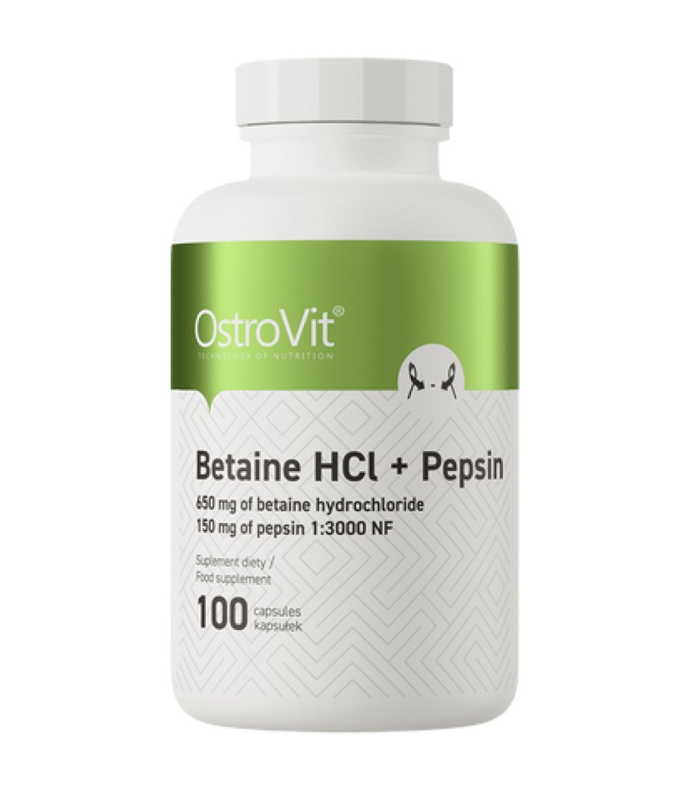 OstroVit - Betaine HCl + Pepsin / 100 капсули, 100 дози OstroVit - Betaine HCl + Pepsin / 100 капсули, 100 дози