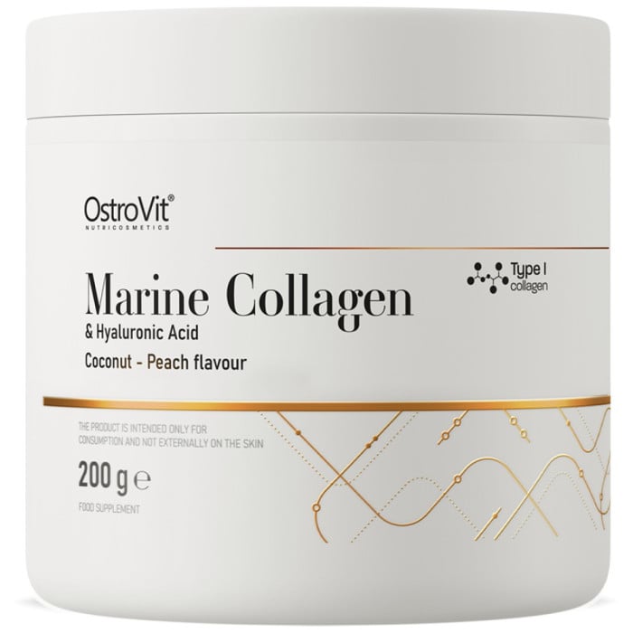 OstroVit - Marine Collagen & Hyaluronic Acid Powder | with Vitamin C / 200 грама, 40 дози