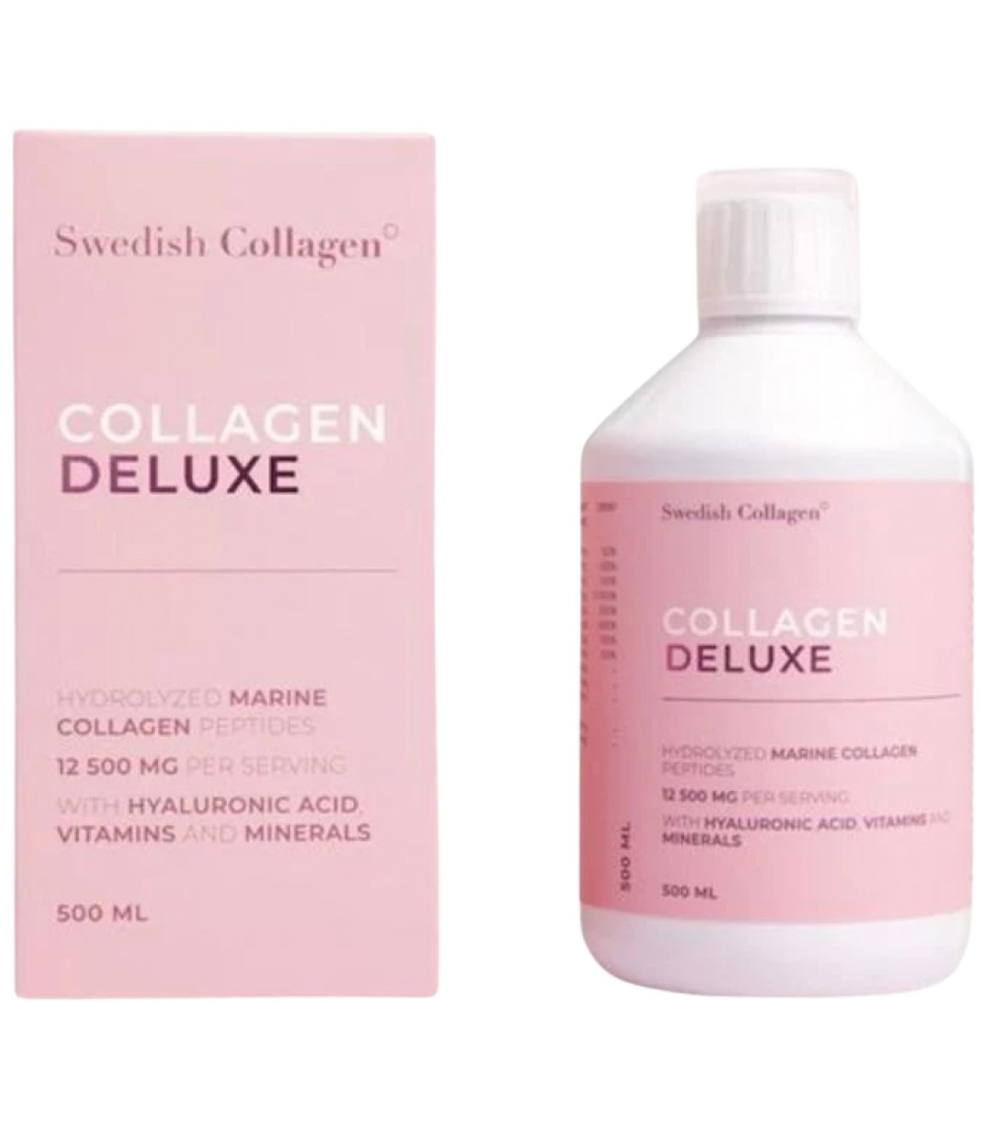 Swedish Collagen - Collagen Deluxe Liquid | Hydrolyzed Marine Collagen Peptides with Hyaluronic Acid, Vitamins and Minerals / 500 мл, 20 дози