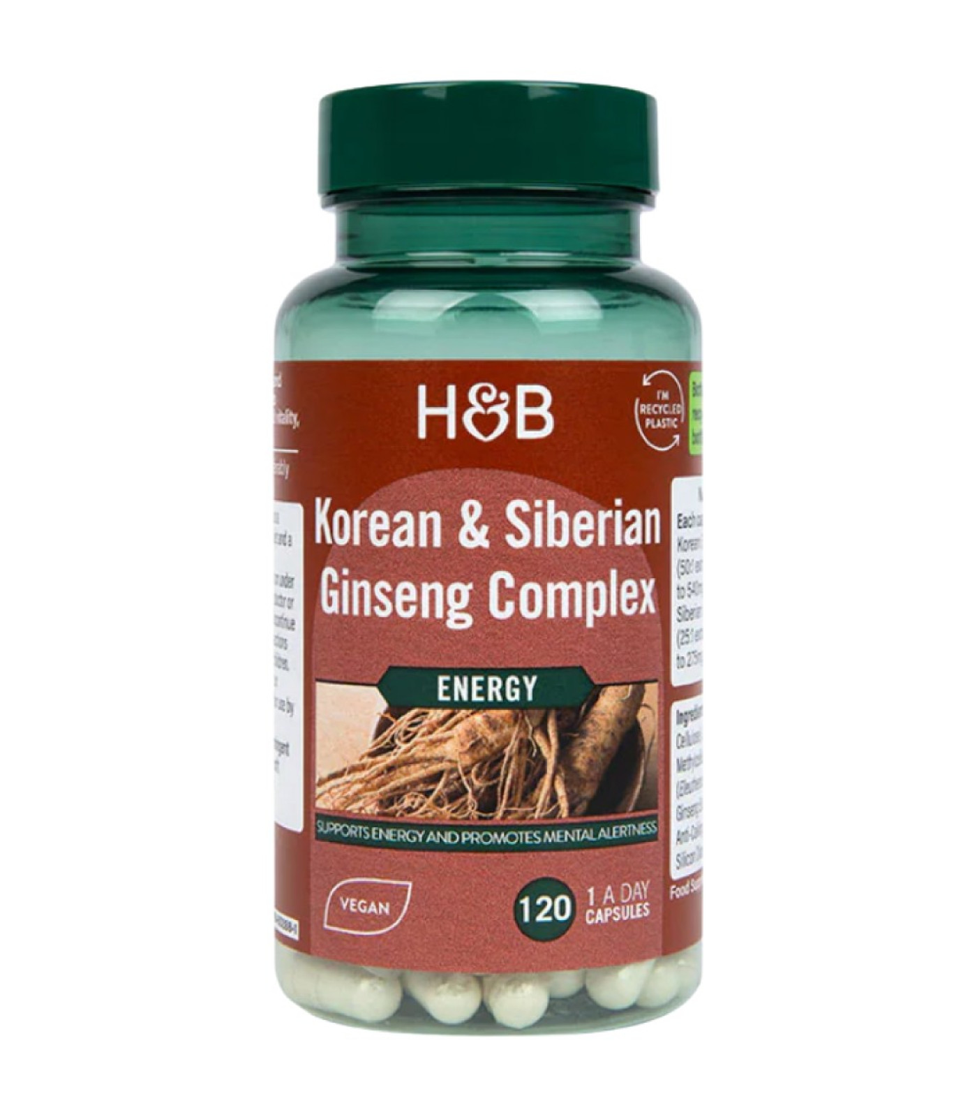 Holland And Barrett - Korean & Siberian Ginseng Complex / 120 капсули, 120 дози