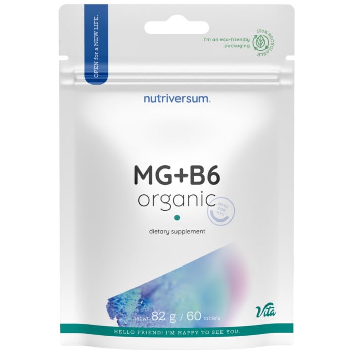 Nutriversum - MG + B6 | Organic Magnesium + Vitamin B6 / 60 Таблетки, 60 дози