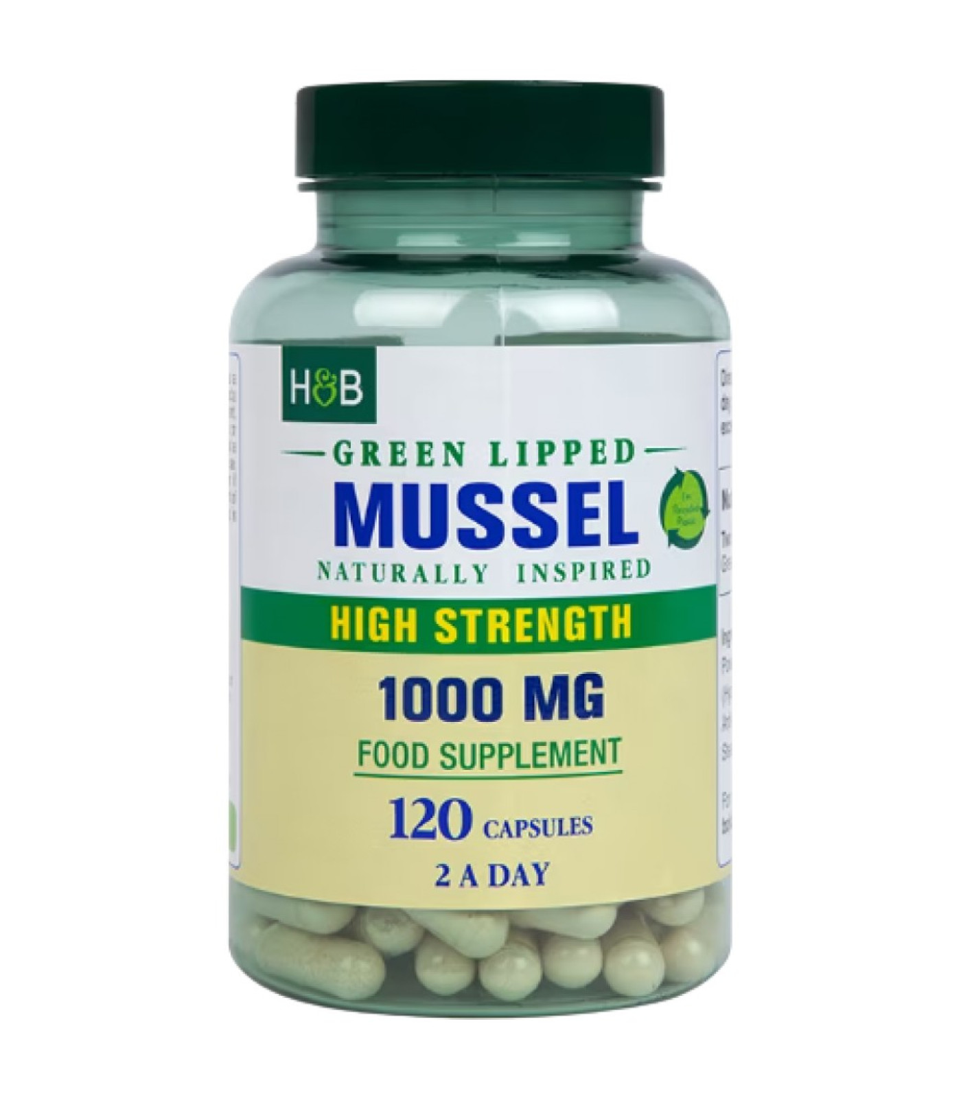 Holland And Barrett - Green Lipped Mussel 1000 mg / 120 капсули, 60 дози