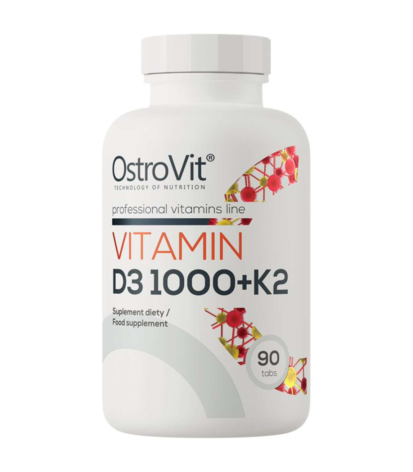 OstroVit - Vitamin D3 1000 IU + K2 50 mcg / 90 Таблетки, 90 дози