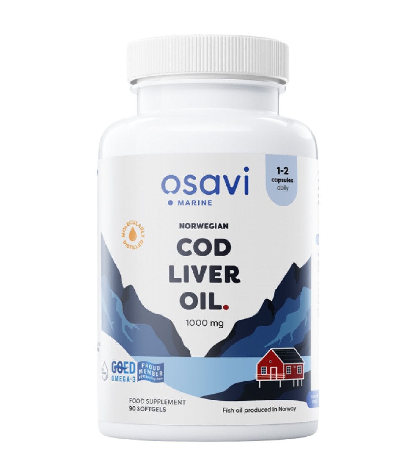Osavi - Norwegian Cod Liver Oil 1000 mg | Lemon Flavored / 90 Гел капсули, 90 дози