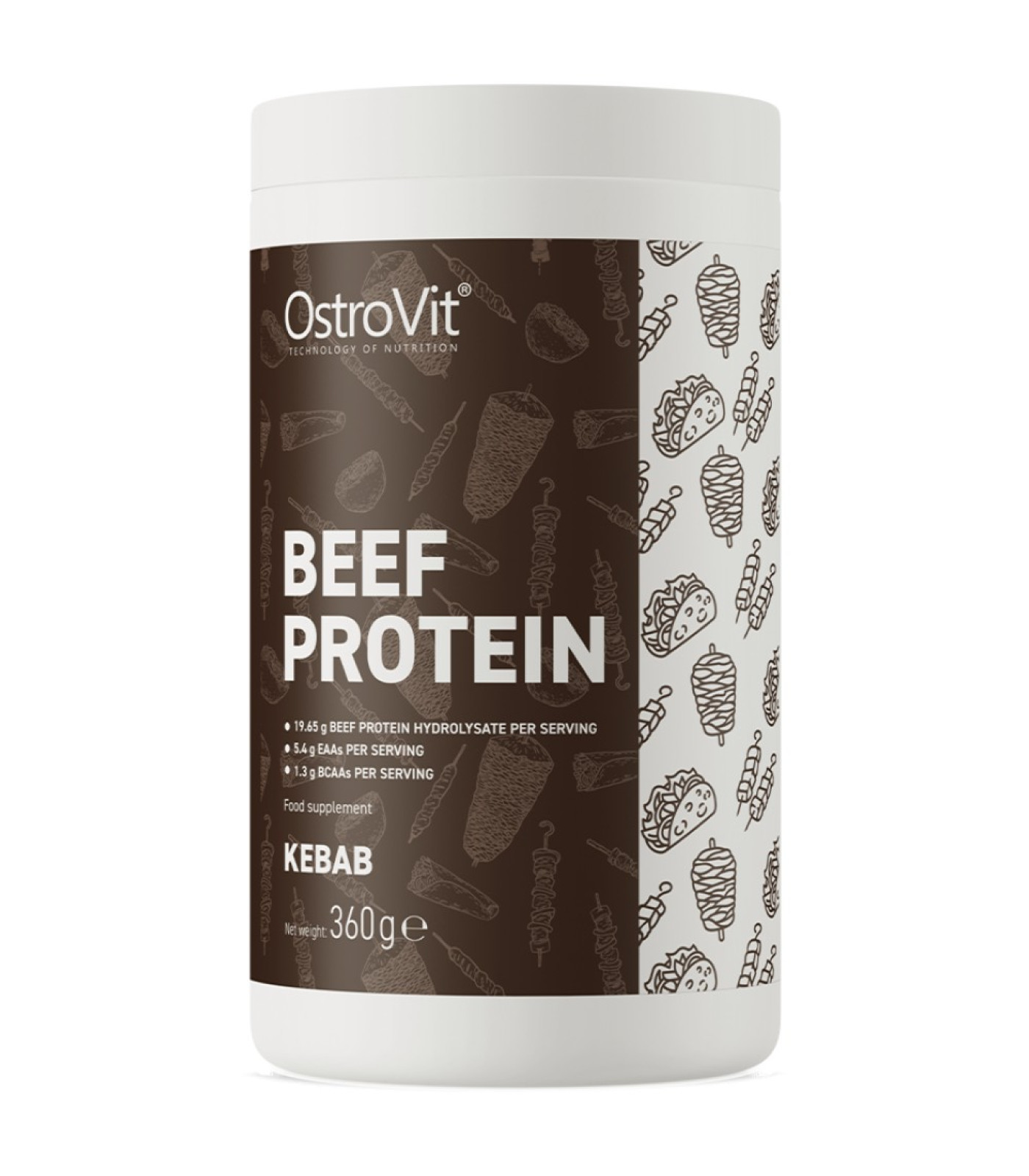 OstroVit - Beef Protein Kebab | Телешки протеин хидролизат с вкус на дюнер / 360 грама, 12 дози