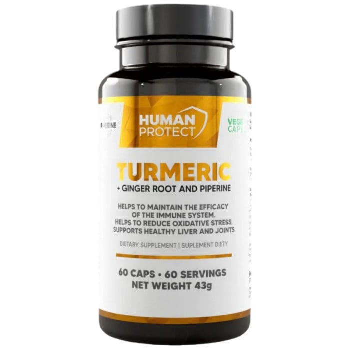Human Protect - Turmeric with Ginger Root | with 95% Curcuminoids & 5% Gingerols / 60 капсули, 60 дози