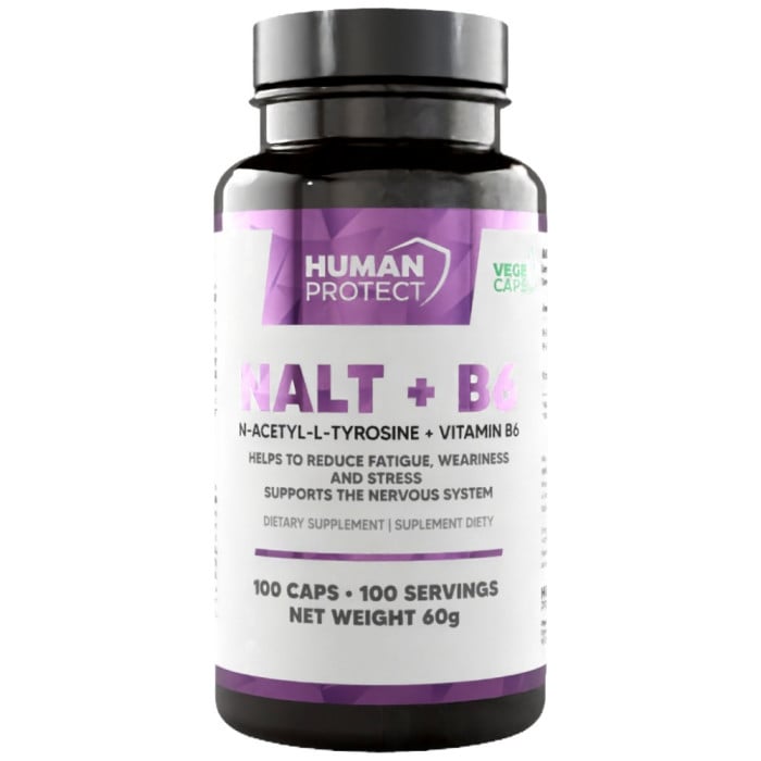 Human Protect - NALT + B6 | 500 mg N-Acetyl L-Tyrosine / 100 капсули, 100 дози