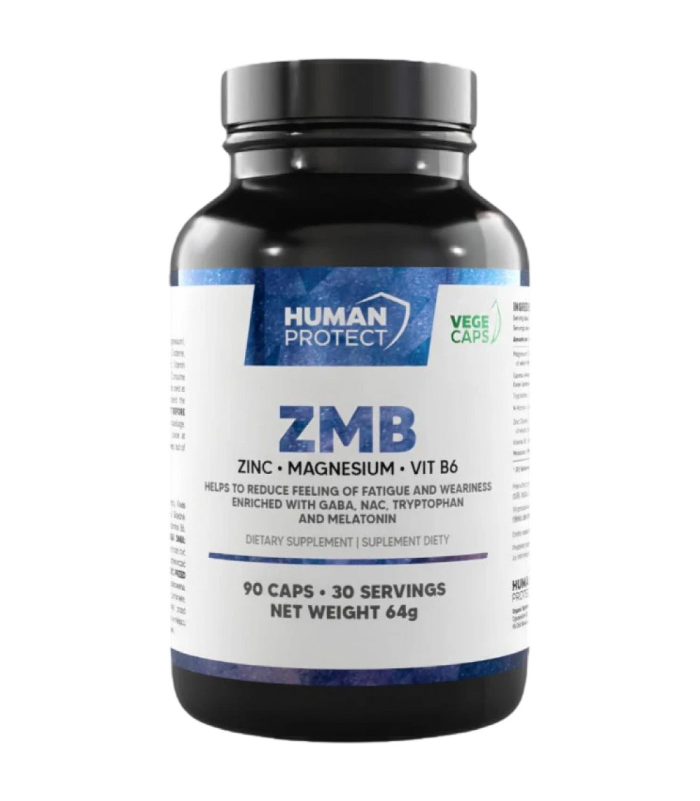Human Protect - ZMB | Zinc, Magnesium & B6 / 90 капсули, 30 дози