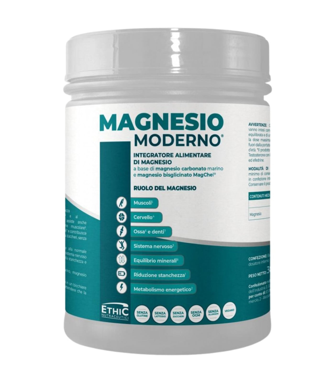 EthicSport - Magnesio Moderno | with Marine Magnesium Carbonate & Magnesium Bisglycinate / 300 грама, 65 дози