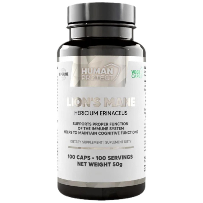 Human Protect - Lion's Mane 400 mg | with 20% Beta-Glucans / 100 капсули, 100 дози