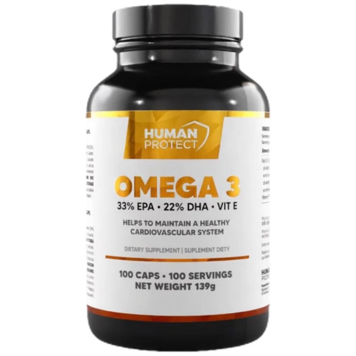 Human Protect - Omega 3 | with 33% EPA & 22% DHA / 100 Гел капсули, 100 дози