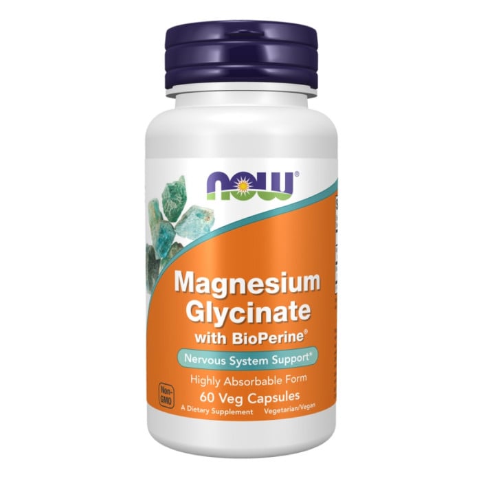 NOW Foods - Magnesium Glycinate with BioPerine® | Highly Absorbable Magnesium Bisglycinate (30 дози)