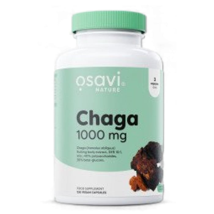 Osavi - Chaga 1000 mg | Minimum 30% Beta-Glucans (120 дози) / 120 капсули
