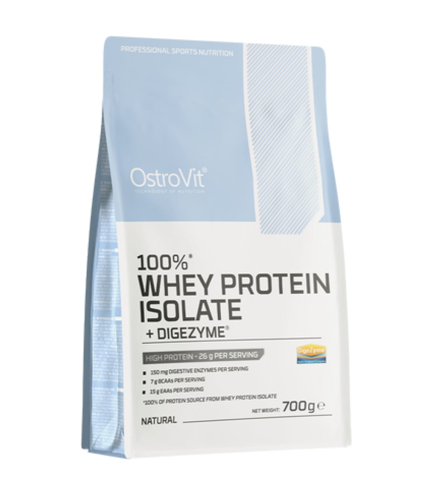 OstroVit - Whey Protein Isolate + DigeZyme® Digestive Enzymes (23 дози) / 700 грама
