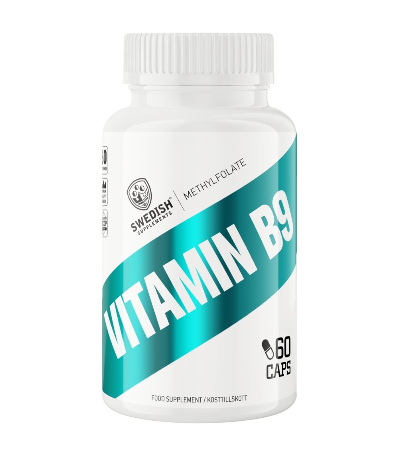 SWEDISH Supplements - Vitamin B9 as Methylfolate 500 mcg (60 дози) / 60 капсули