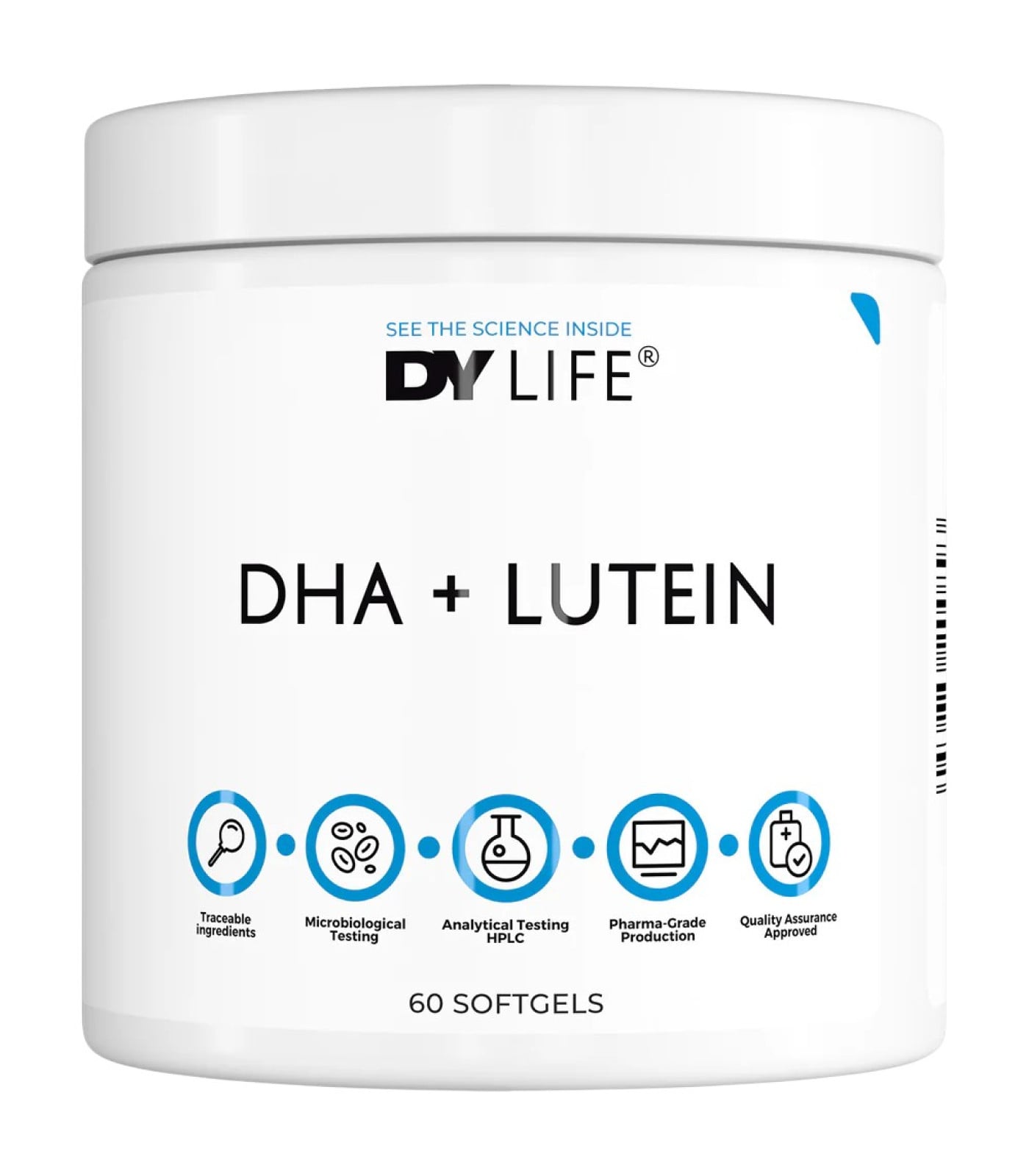 Dorian Yates Nutrition - DY Life DHA + Lutein | 600 mg DHA + 6 mg Lutein (30 дози) / 60 Гел капсули Dorian Yates Nutrition - DY Life DHA + Lutein | 600 mg DHA + 6 mg Lutein (30 дози) / 60 Гел капсули