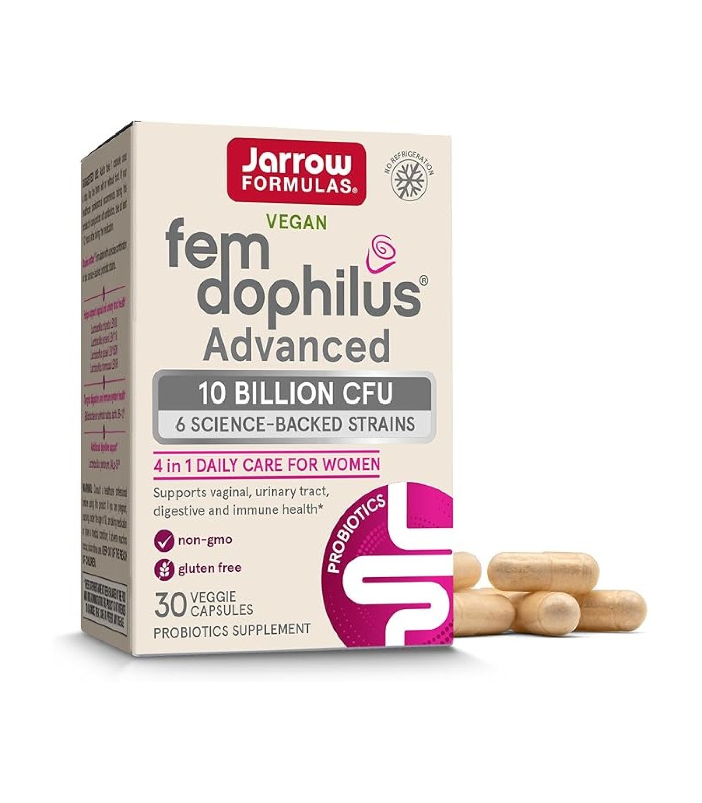 Jarrow Formulas Fem-Dophilus Advanced 10 Billion CFU - Витамин B12 + Фолат, Разфасовка 30 caps