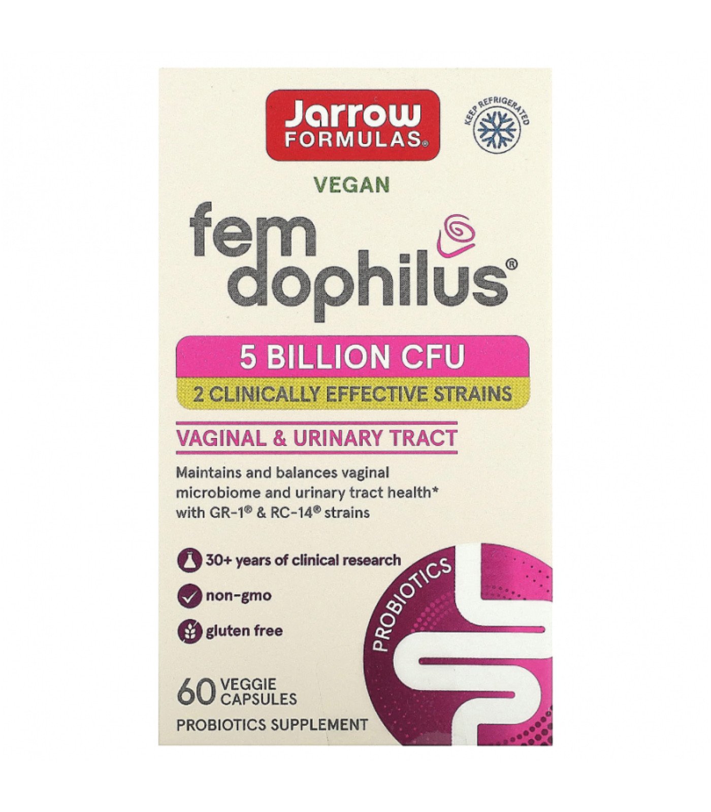 Jarrow Formulas Fem Dophilus 5 Billion CFU - Пробиотик за Жени, Разфасовка 60 vcaps