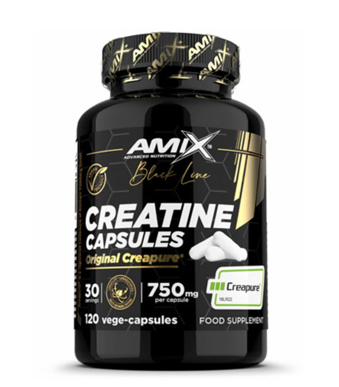 AMIX - Black Line Creatine Creapure 750 mg / 120 Vcaps (30 дози) / 110g
