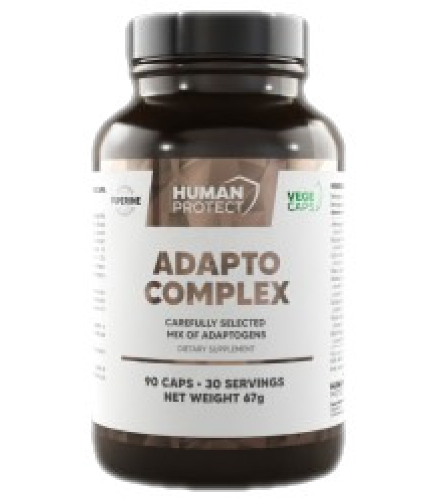 Human Protect - Adapto Complex | Adaptogenic Matrix with Ashwagandha, Bacopa, Rhodiola, Ginseng / 90 капсули, 90 дози