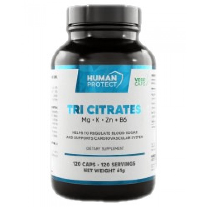 Human Protect - Tri Citrate | Magnesium + Potassium + Zinc / 120 капсули, 120 дози