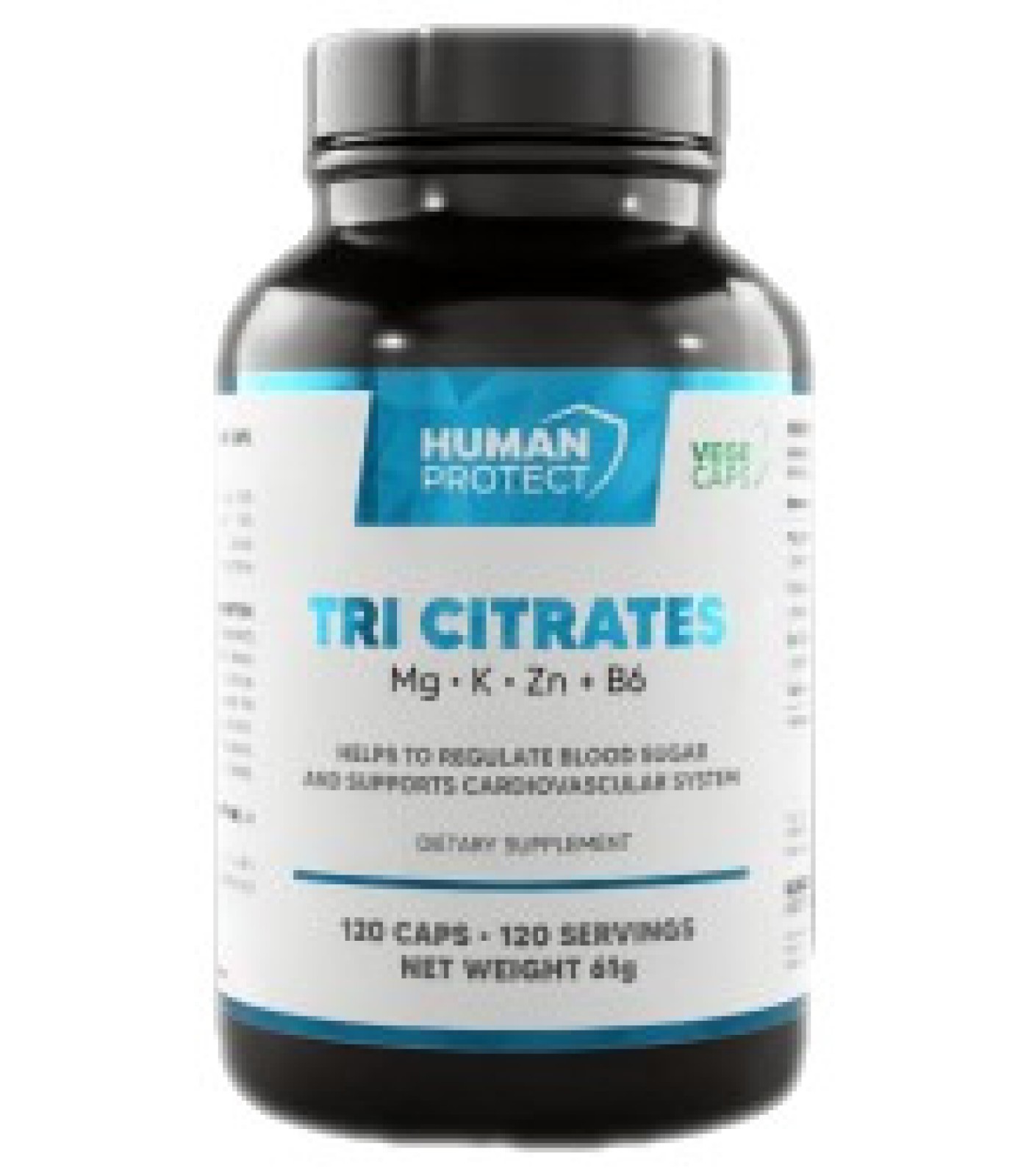 Human Protect - Tri Citrate | Magnesium + Potassium + Zinc / 120 капсули, 120 дози