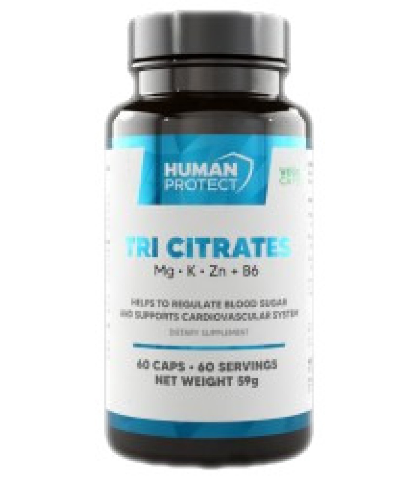 Human Protect - Tri Citrate | Magnesium + Potassium + Zinc / 60 капсули, 60 дози