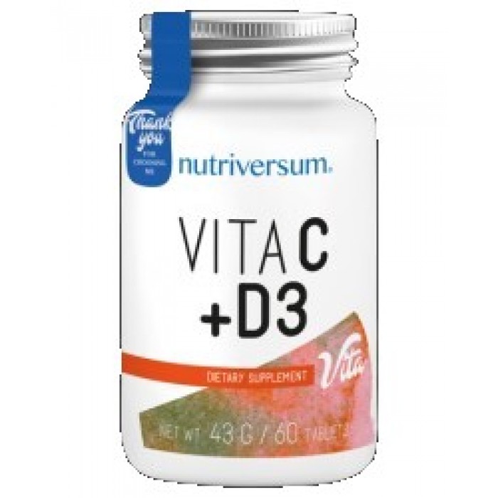 Nutriversum - Vita C + D3 | Vitamin C 500 mg + Vitamin D 1000 IU / 60 tabs.