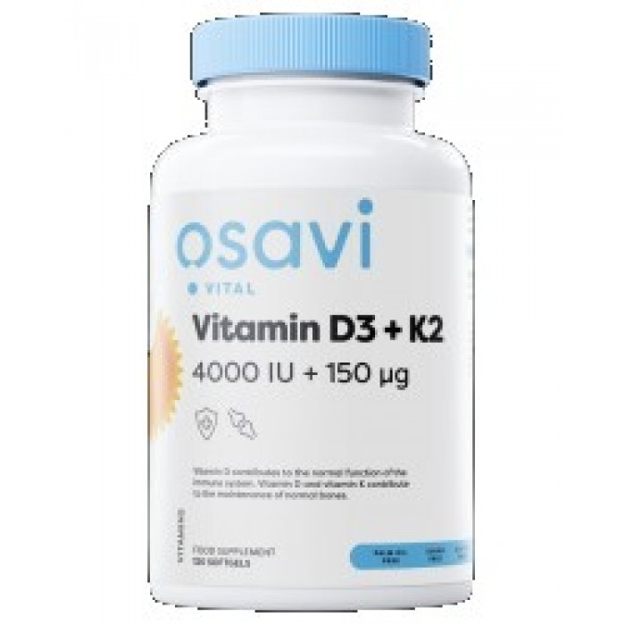 Osavi - Vitamin D3 4000 + K2 150 mcg | with Quali®-D & K2VITAL® / 120 Гел капсули