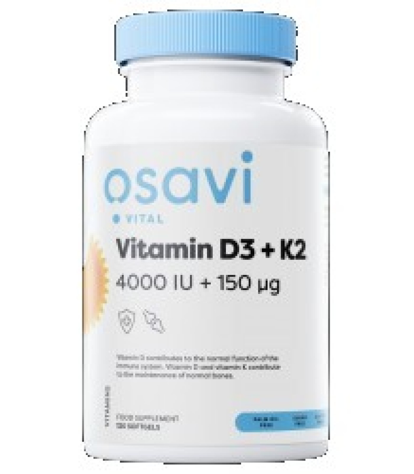 Osavi - Vitamin D3 4000 + K2 150 mcg | with Quali®-D & K2VITAL® / 120 Гел капсули