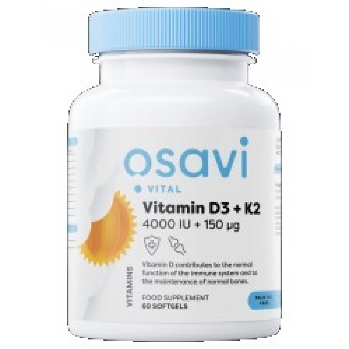 Osavi - Vitamin D3 4000 + K2 150 mcg | with Quali®-D & K2VITAL® / 60 Гел капсули