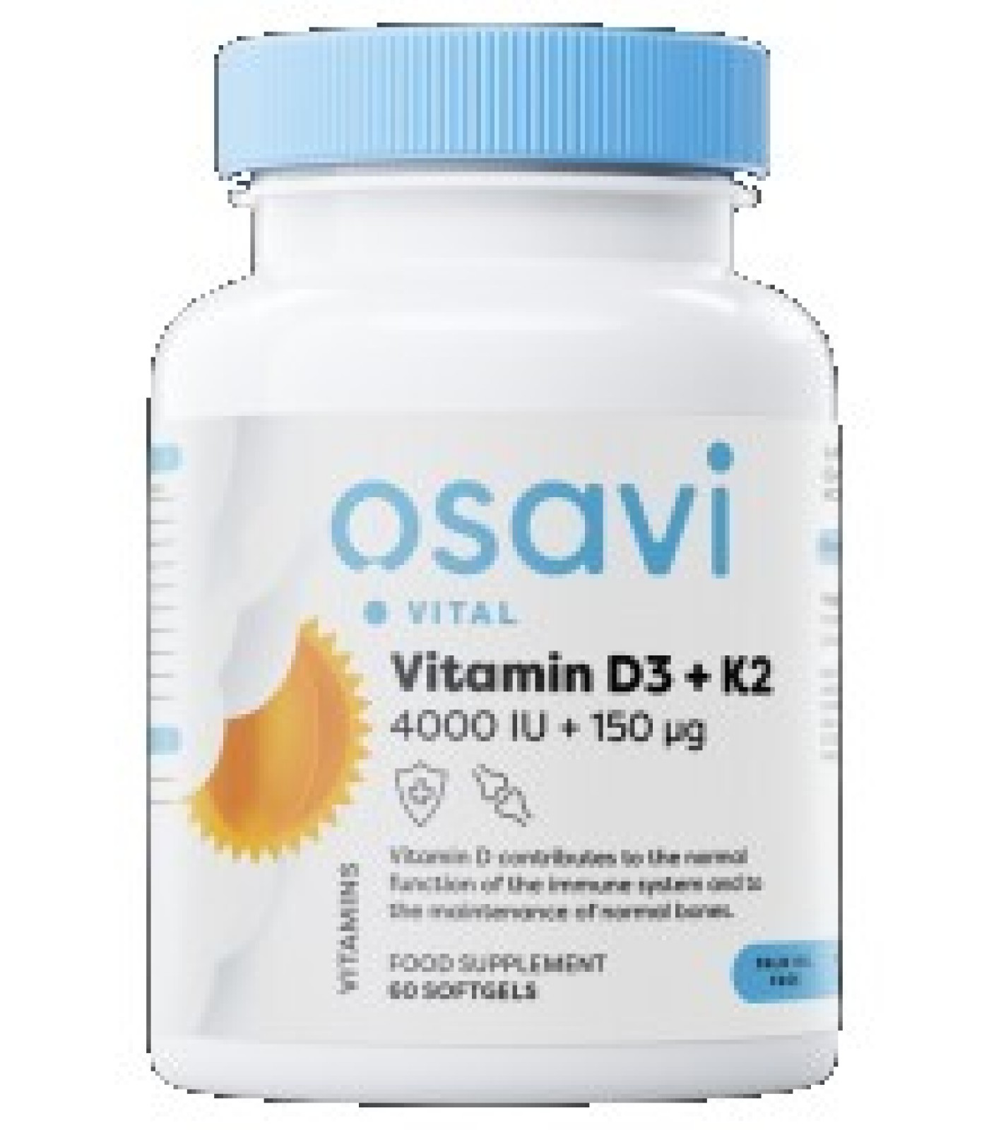 Osavi - Vitamin D3 4000 + K2 150 mcg | with Quali®-D & K2VITAL® / 60 Гел капсули