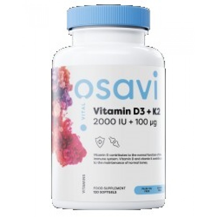 Osavi - Vitamin D3 2000 IU + K2 100 mcg | with Quali-D® / 120 Гел капсули