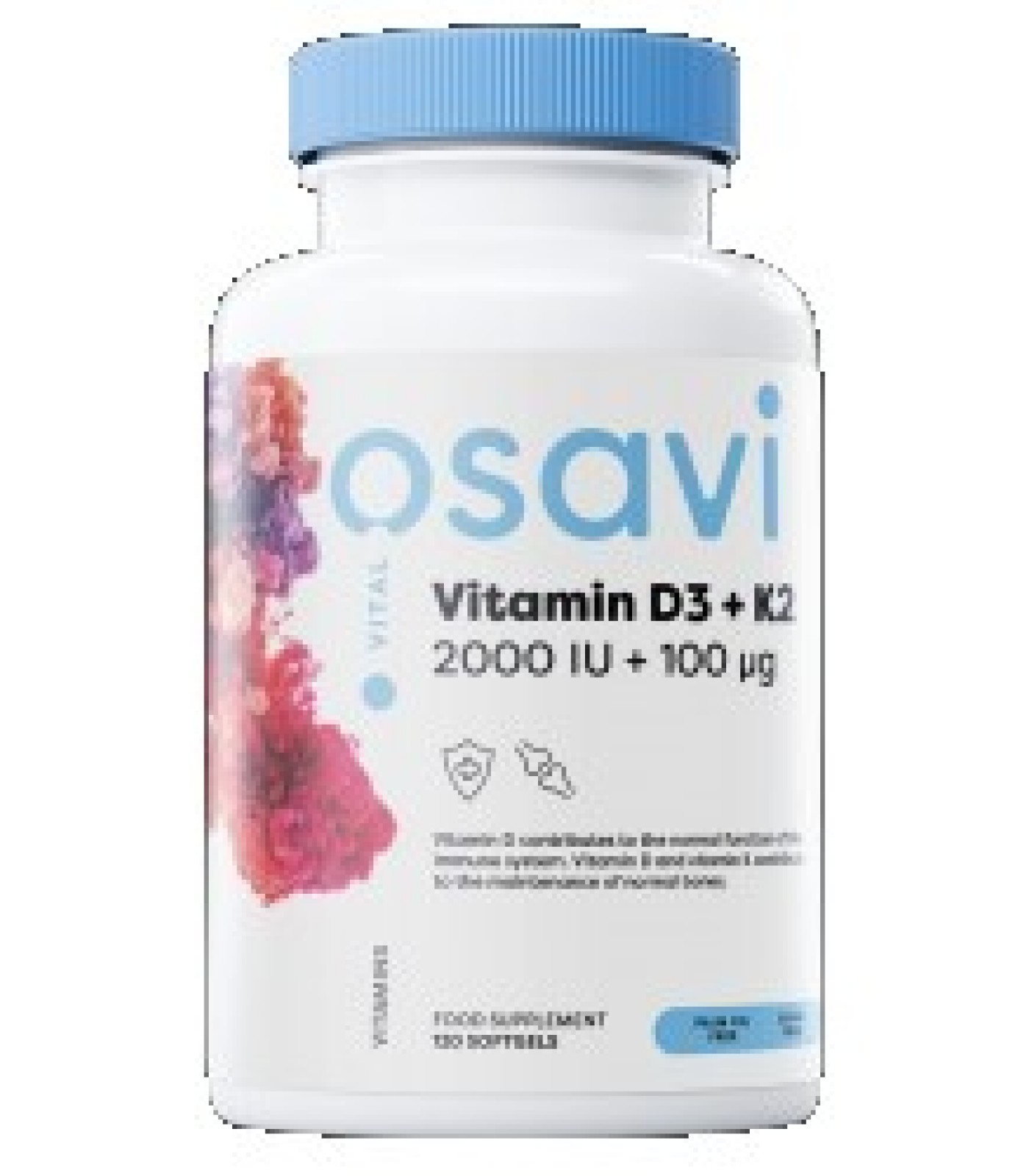 Osavi - Vitamin D3 2000 IU + K2 100 mcg | with Quali-D® / 120 Гел капсули