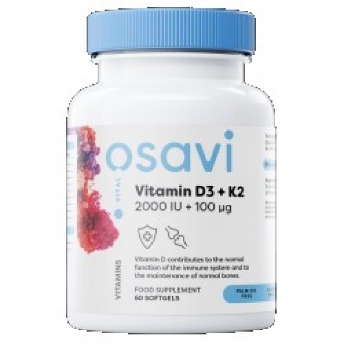 Osavi - Vitamin D3 2000 IU + K2 100 mcg | with Quali-D® / 60 Гел капсули