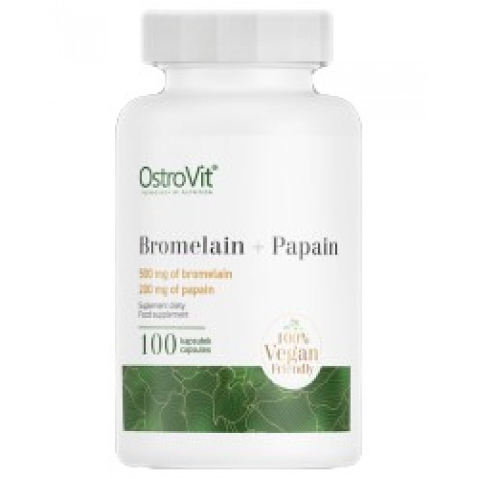 OstroVit - Bromelain + Papain Enzymes / 100 капсули, 100 дози