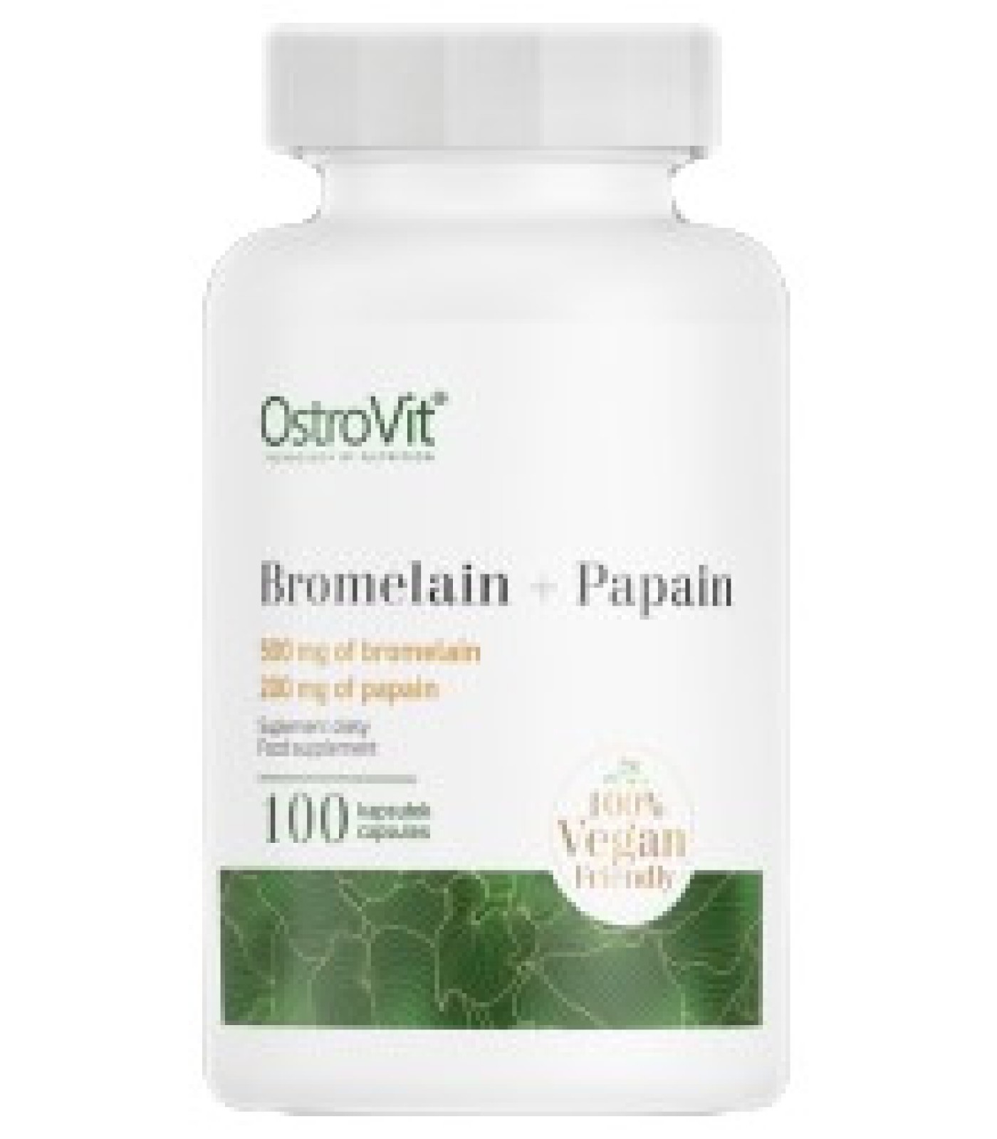 OstroVit - Bromelain + Papain Enzymes / 100 капсули, 100 дози