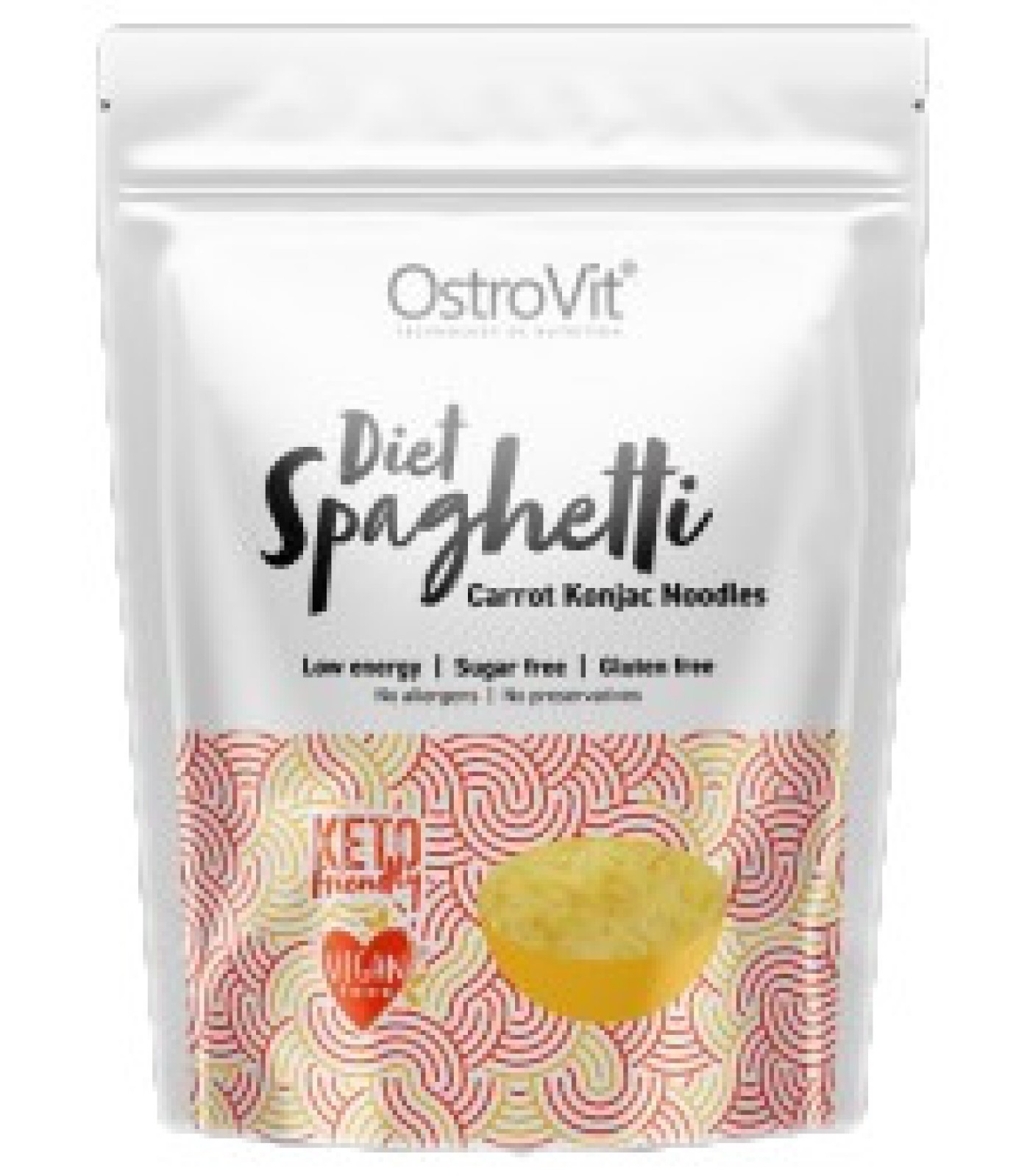 OstroVit - Diet Spaghetti + Carrot / Keto-Friendly Low-Calorie Konjac Noodles / 400 грама