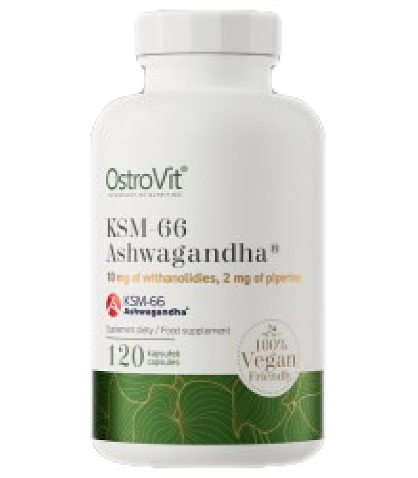 OstroVit - KSM-66 Ashwagandha® 200 mg / Vege Caps / 120 капсули, 120 дози