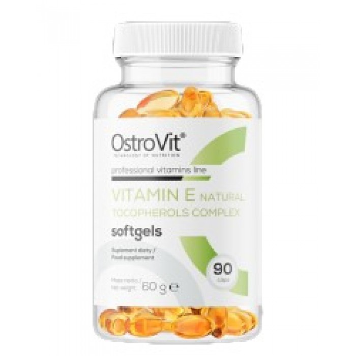 OstroVit - Vitamin E / Natural Tocopherols Complex / 90 Гел капсули, 90 дози