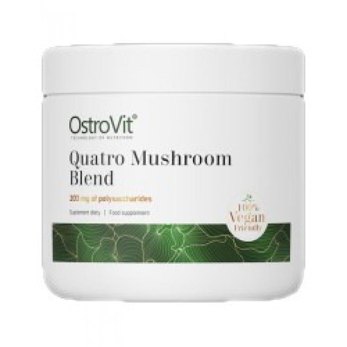 OstroVit - Quatro Mushroom Blend Powder | Lion's Mane ~ Reishi ~ Cordyceps ~ Chaga / 100 грама, 185 дози