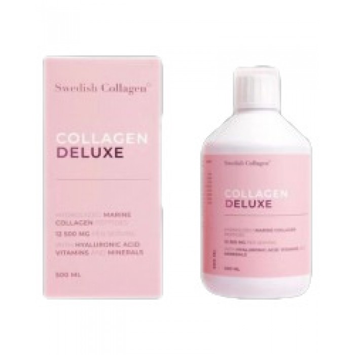 Swedish Collagen - Collagen Deluxe Liquid | Hydrolyzed Marine Collagen Peptides with Hyaluronic Acid, Vitamins and Minerals / 500 мл, 20 дози